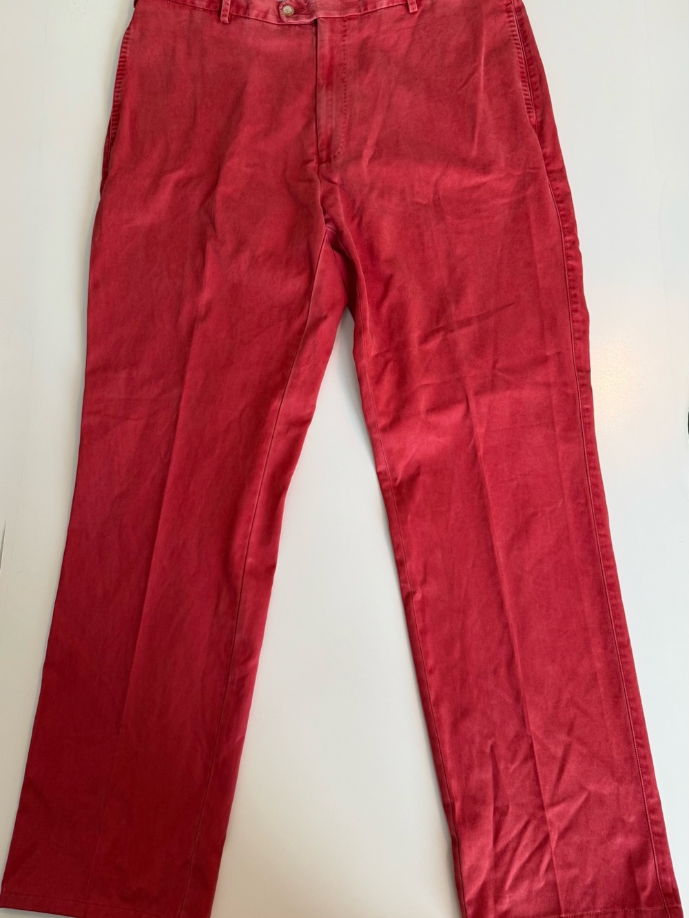 Peter Millar Washed Red Chinos 38x33 Flat Front Pima Cotton